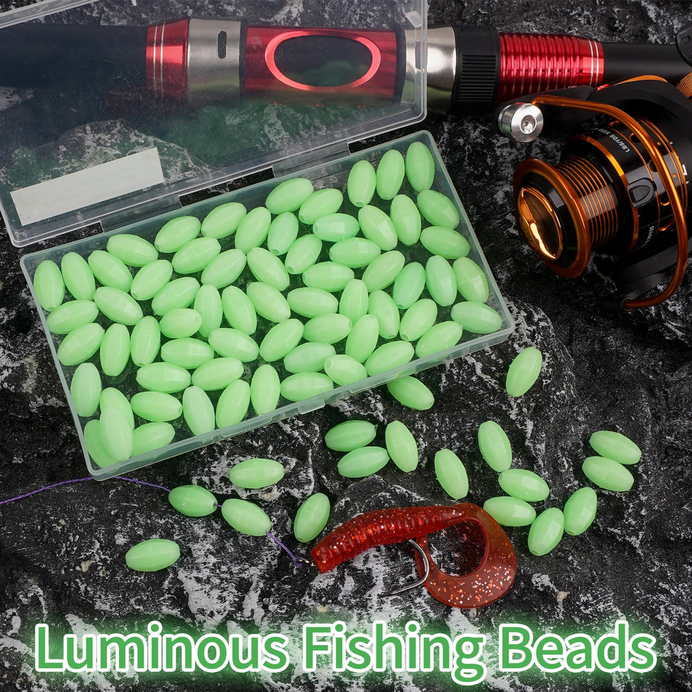 Fishing rig showing glow beads in use