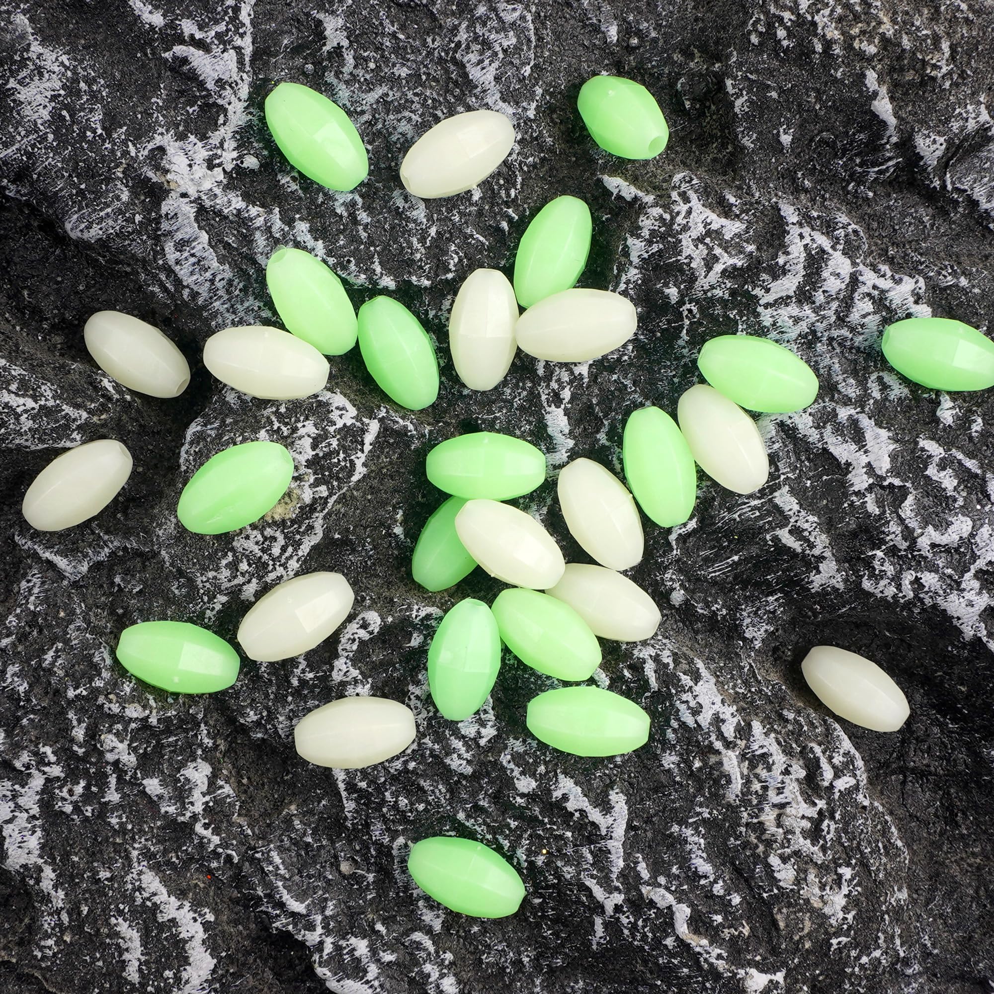 White glow beads close-up