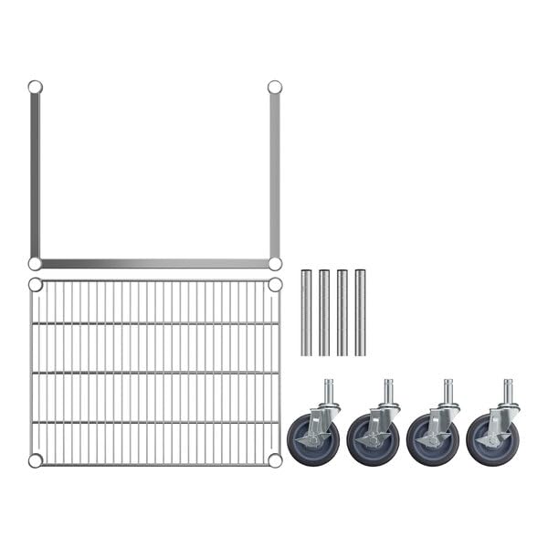 Glownary dunnage rack side view with locking casters enables easy mobility.