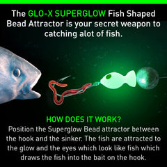 Close-up of fish-shaped glow bead showing eyes