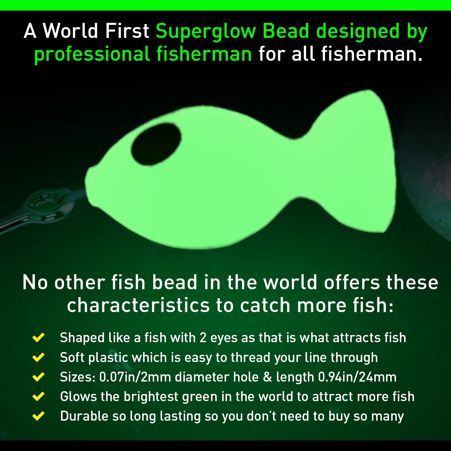 Soft plastic glow beads with lasered eyes
