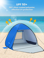Glymnis Pop Up Beach Tent mesh ventilation for breezy comfort.