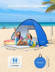 Glymnis Pop Up Beach Tent during setup for quick shade.