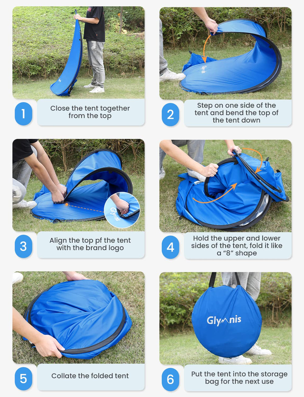 Glymnis Pop Up Beach Tent wind-stable poles and stakes.