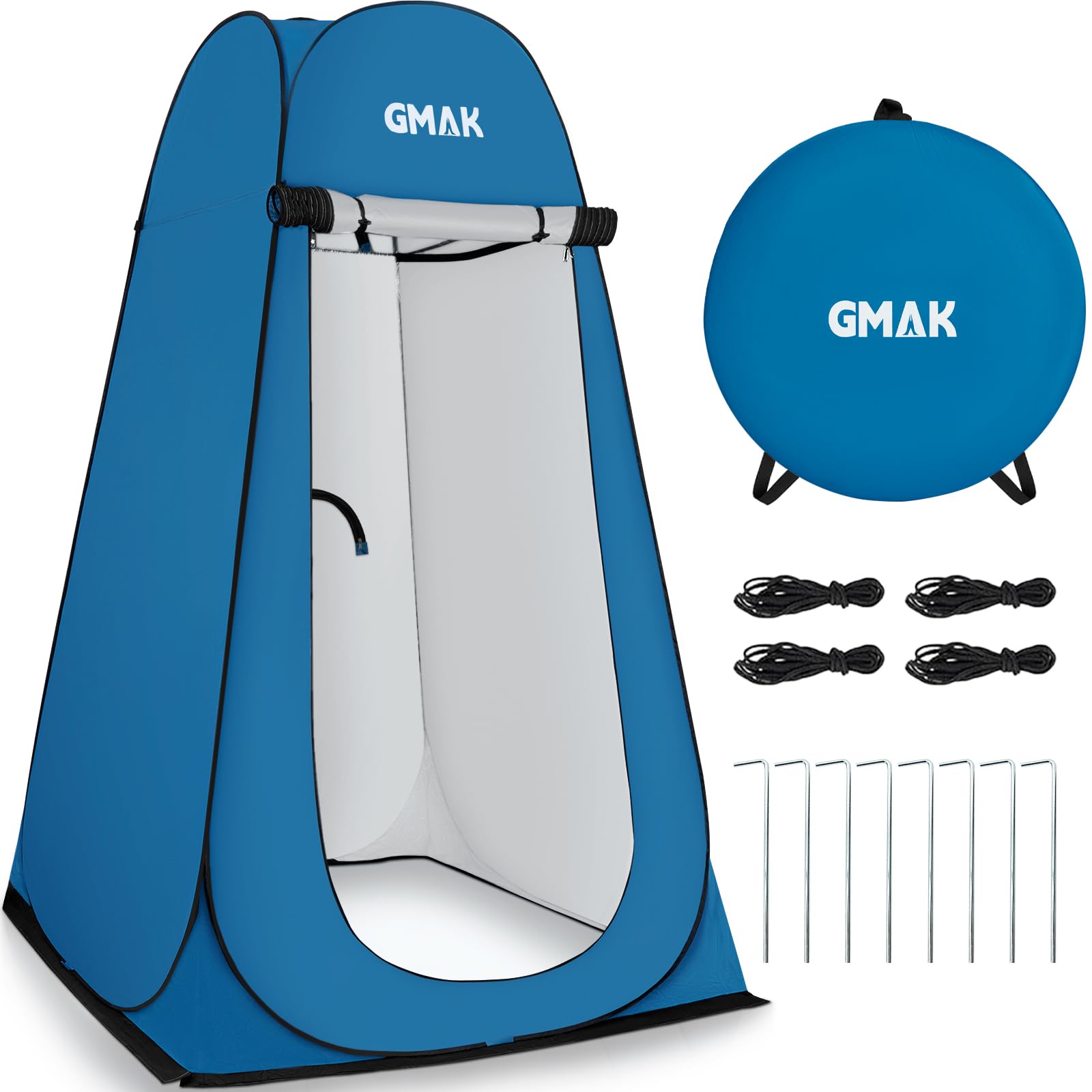 GMAK pop up privacy tent in blue opens for quick beach setup