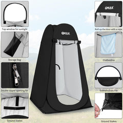 GMAK pop-up privacy tent interior feels roomy for shower setup and changing.