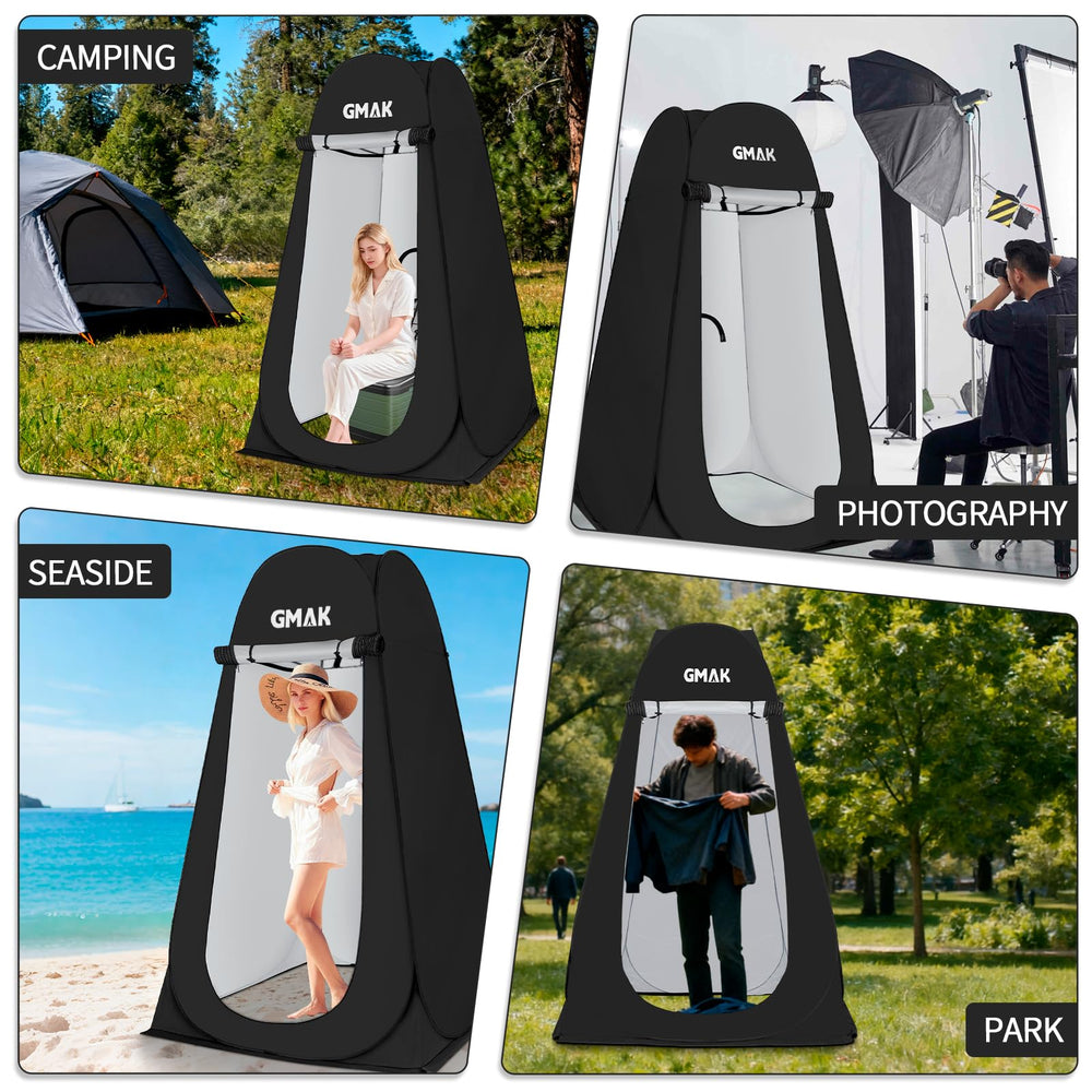 GMAK Pop Up Privacy Tent used as portable washroom on a camping trip