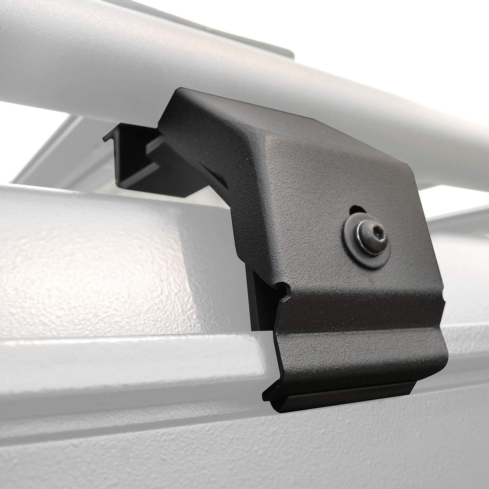 Go Rhino SRM mounting kit with gutter clamps for quick roof rack fit.