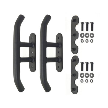 Go Rhino XRS reel handles pair, front view, durable mild steel with textured black finish for rugged access