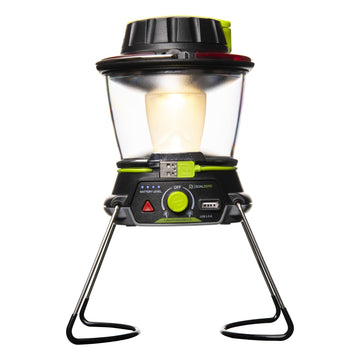 Goal Zero Lighthouse 600 hand crank powering light in emergencies.