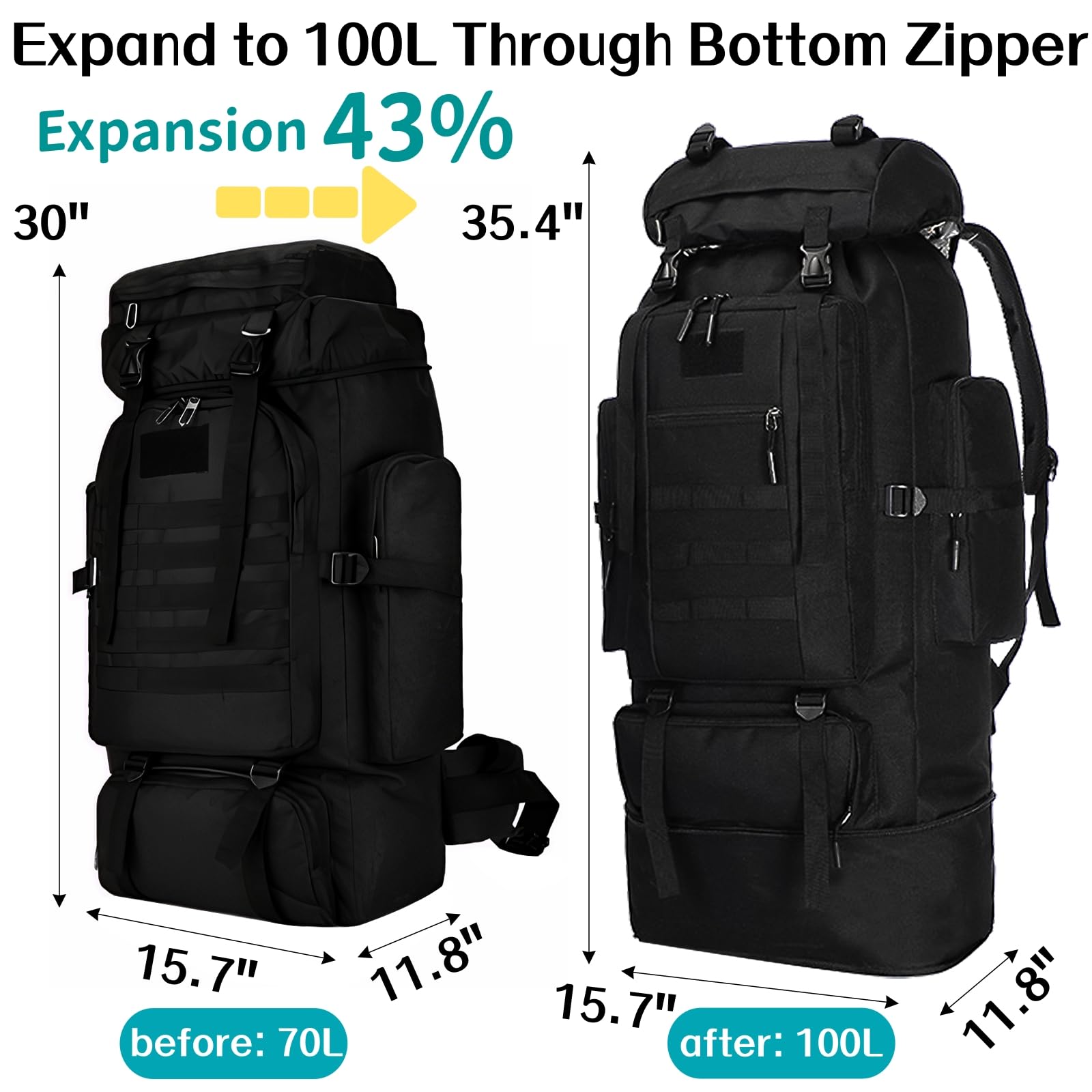 Goaste 100L backpack strap detail reveals breathable padding for comfortable carrying.