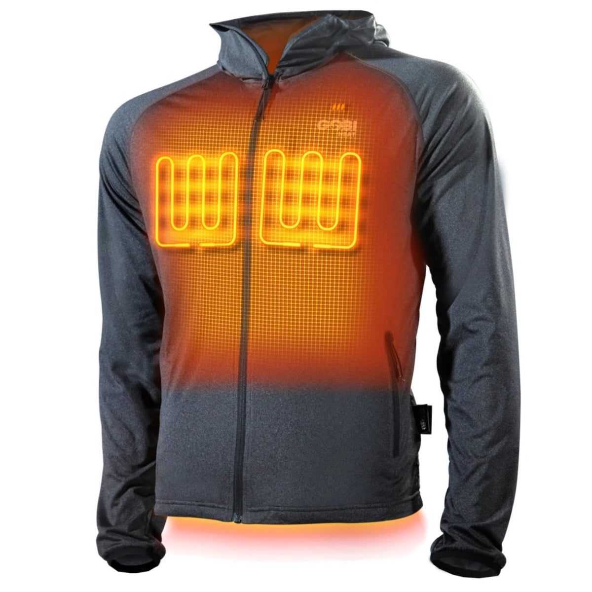 Gobi Heat Apex Tech Hoodie front view with heating panels for warmth on demand