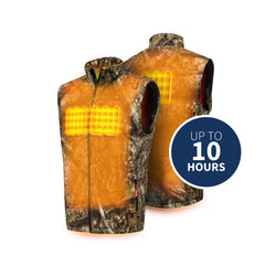 Gobi Heat Colorado men's camo heated vest back view showing 3-zone heat for core warmth