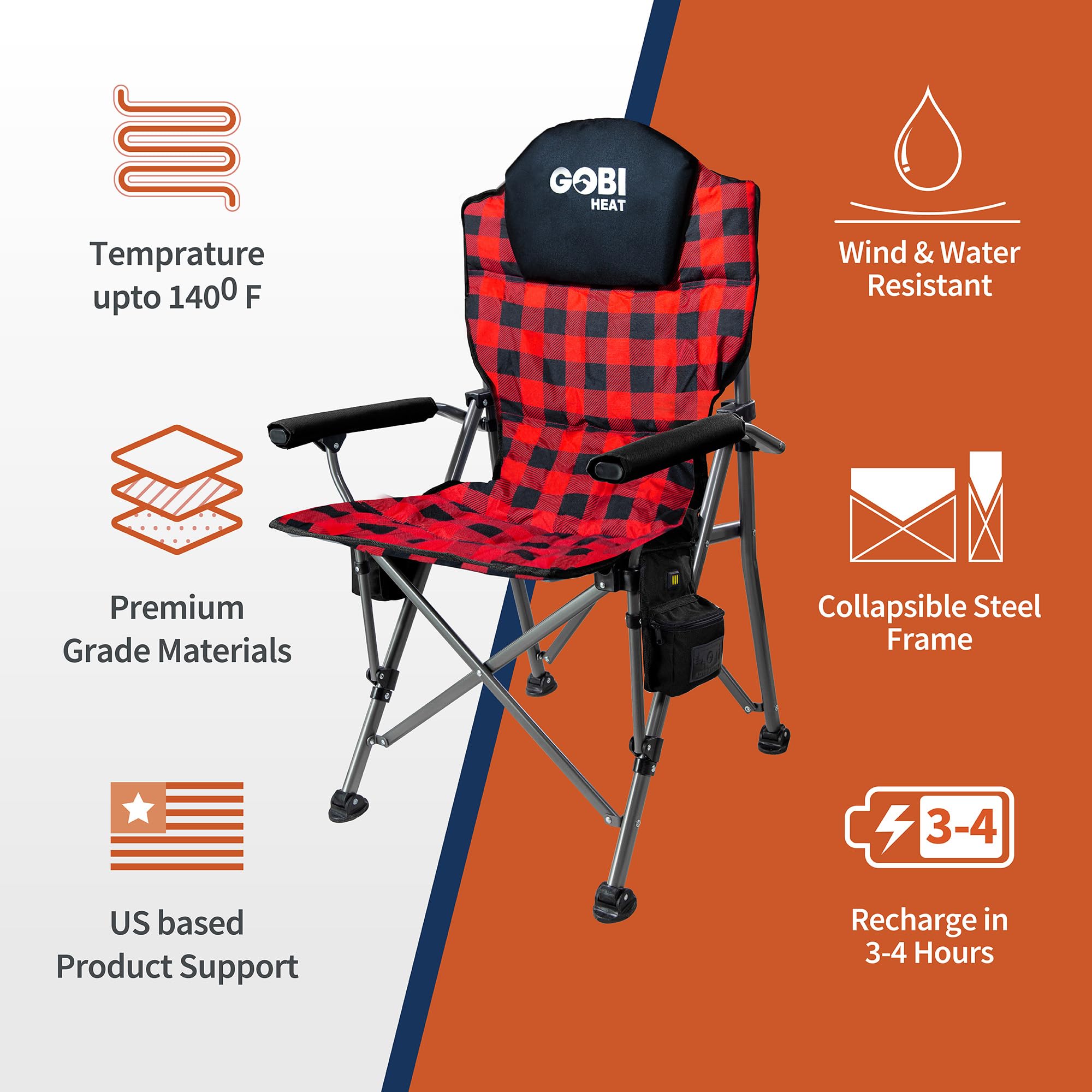 Gobi Heat Terrain Chair battery included powers up to nine hours of warmth