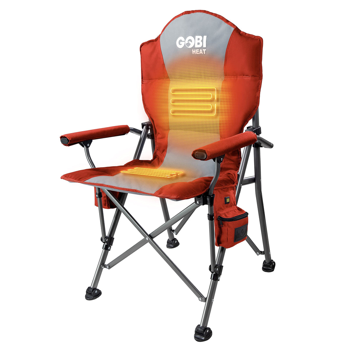 Gobi Heat Terrain front view shows the heated chair for cozy camping nights