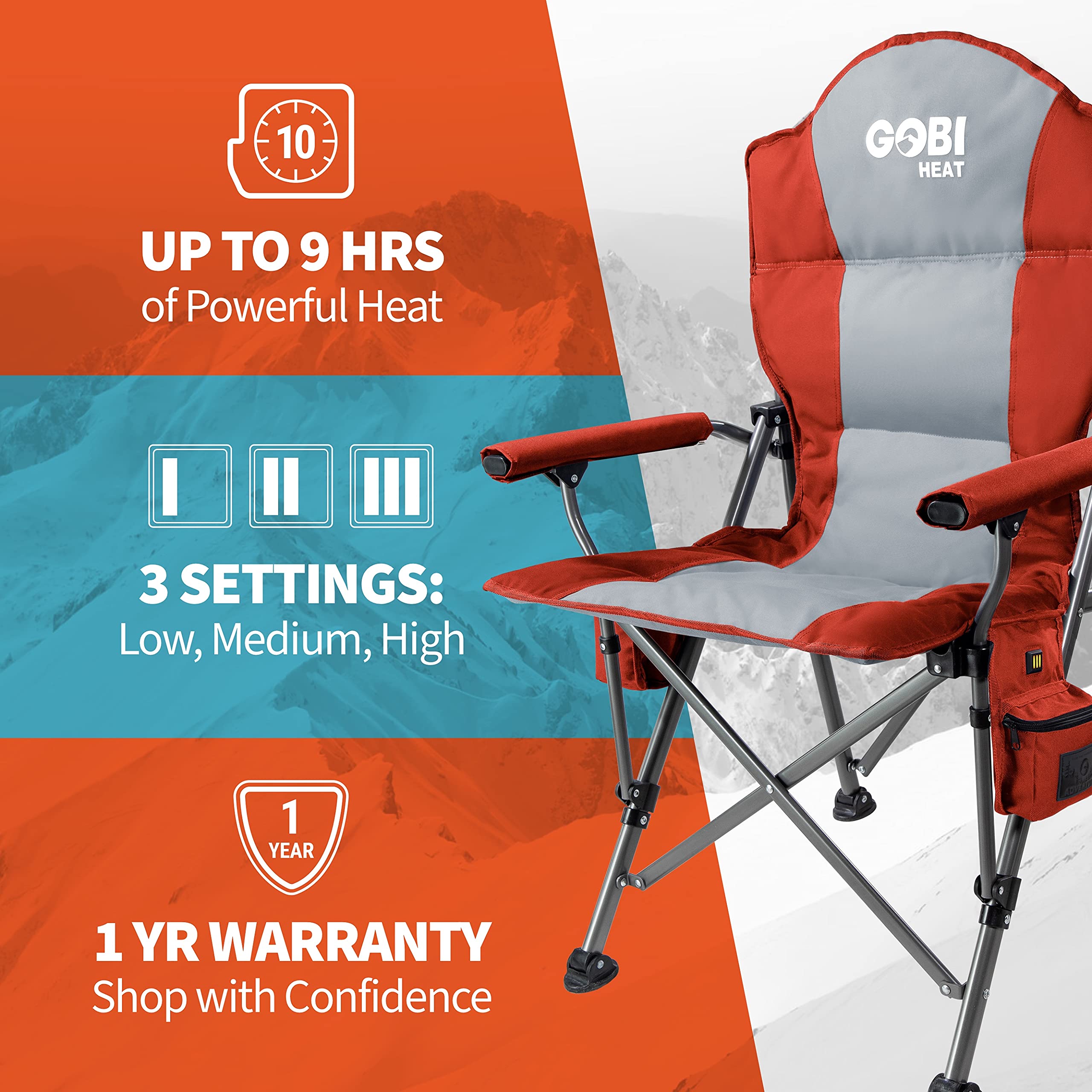 Gobi Heat Terrain three heat settings enable customizable comfort
