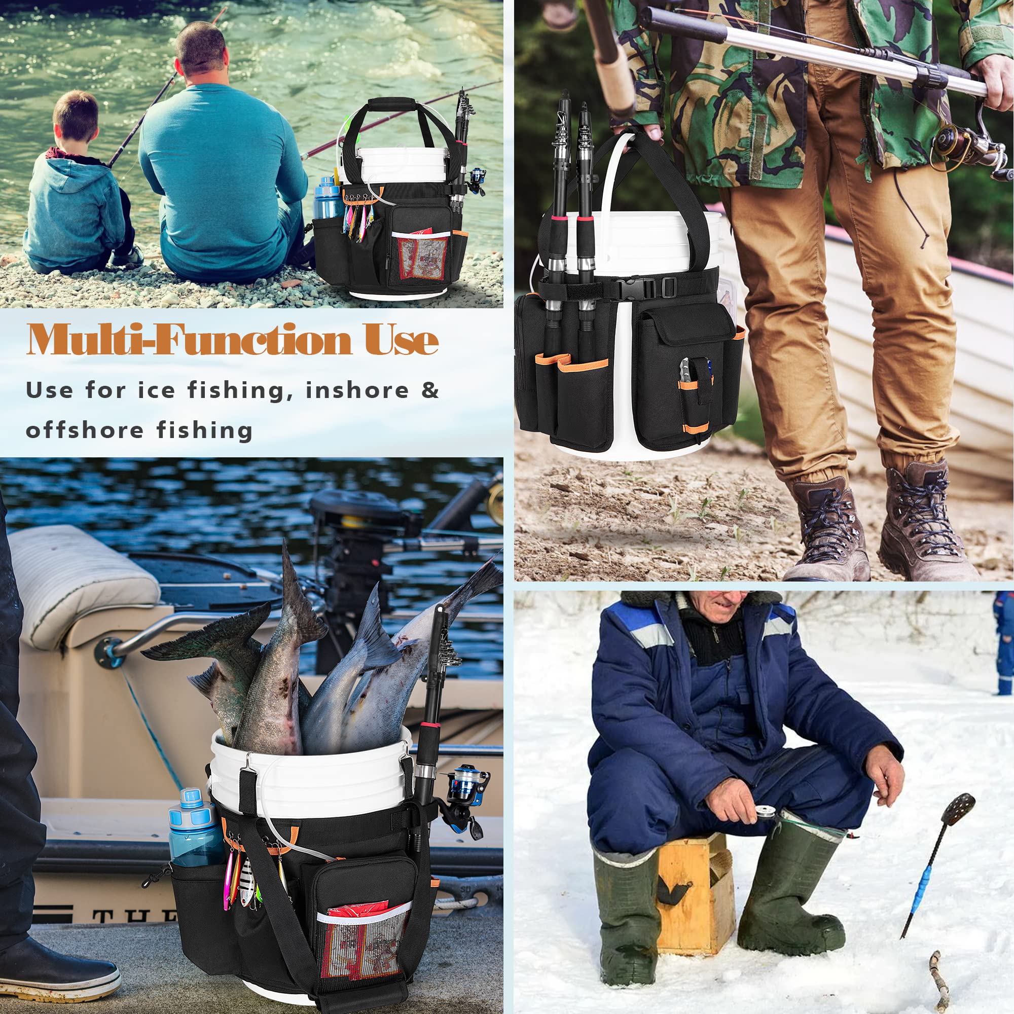 GOBUROS fishing bucket organizer foldable design saves space when stored.