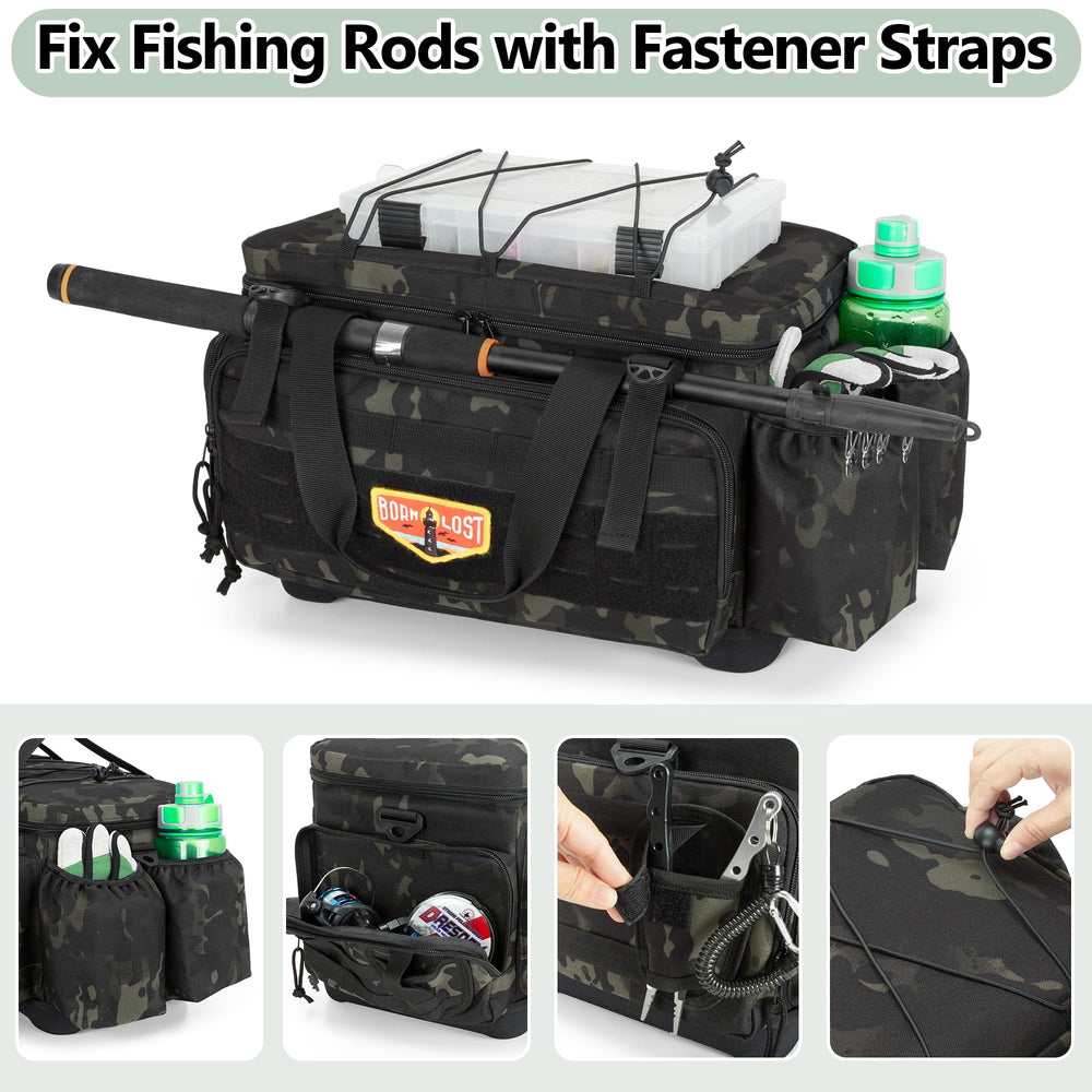 GOBUROS rod holder and front straps keep rod secure during transport.