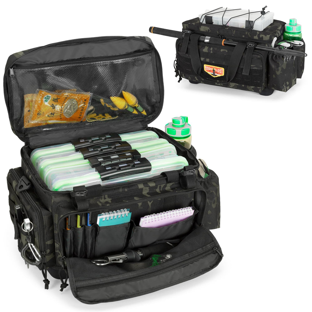 GOBUROS waterproof tackle bag with EVA bottom for stable, dry gear storage.
