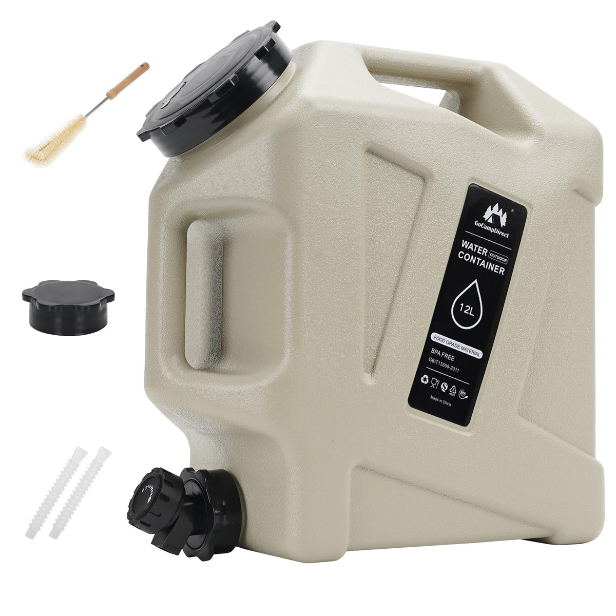 GoCampDirect 3.2-gallon container front view with dual handles for easy transport