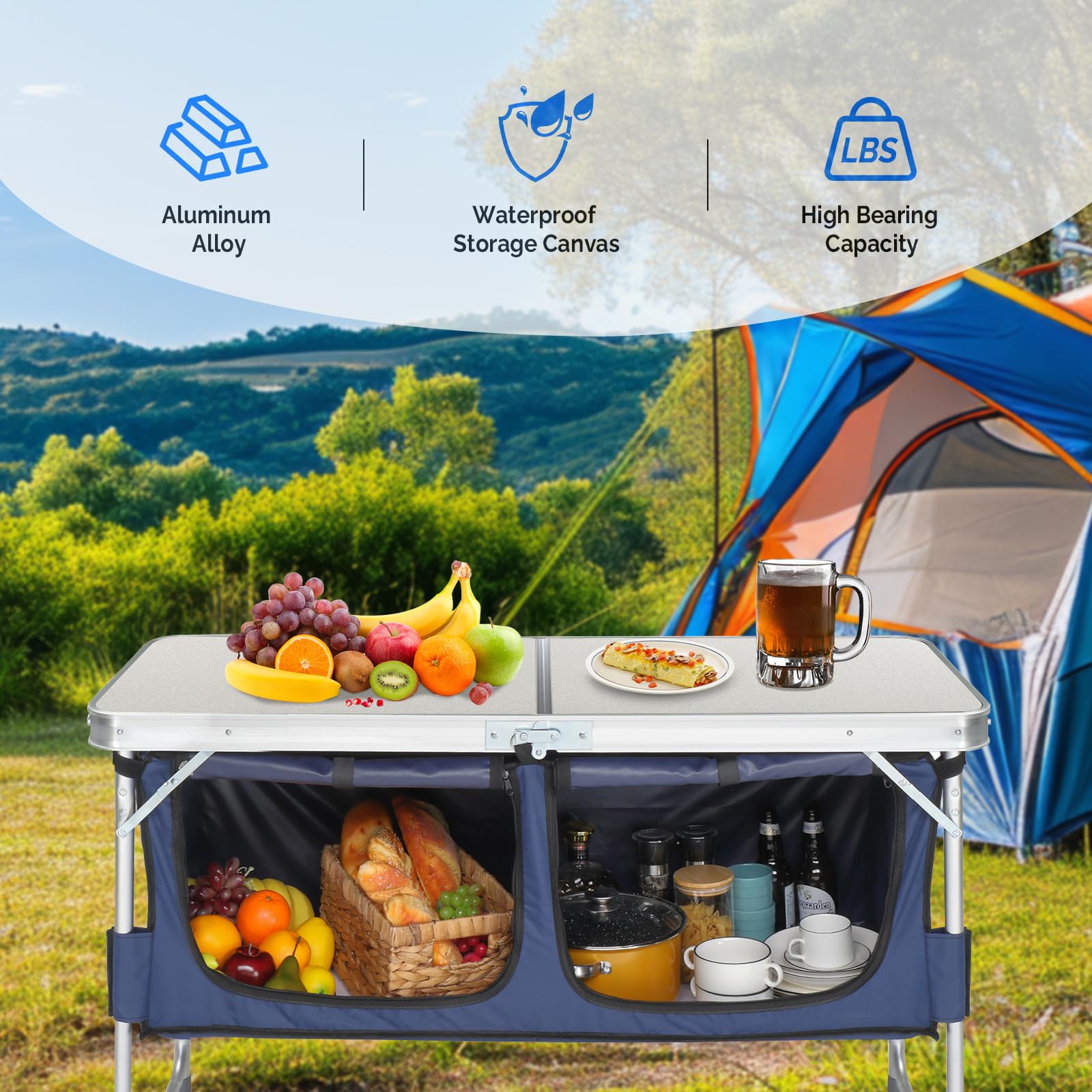 GODECOR aluminum frame delivers sturdy support and lightweight portability