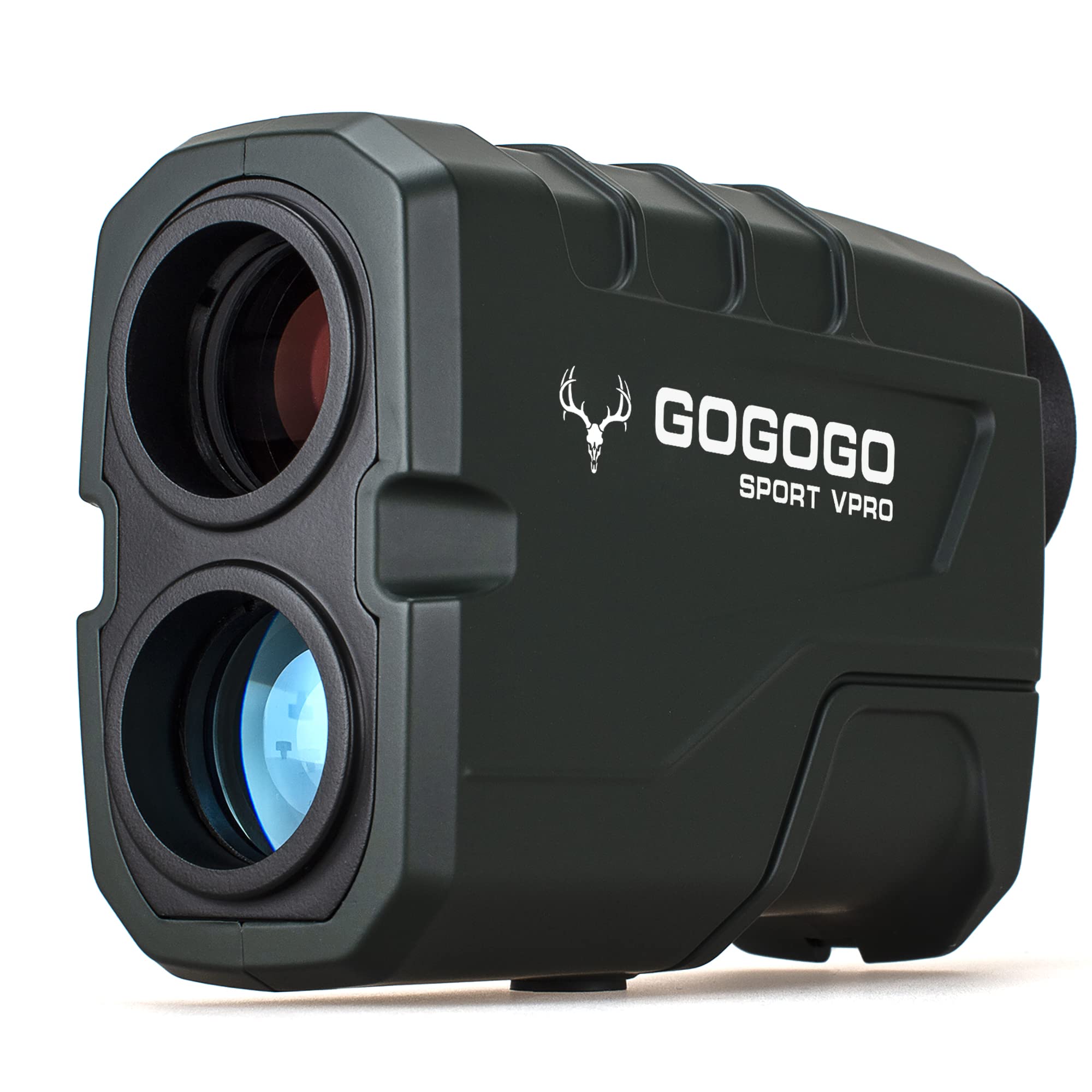 Gogogo Sport Vpro green rangefinder front view for compact portability and quick use.