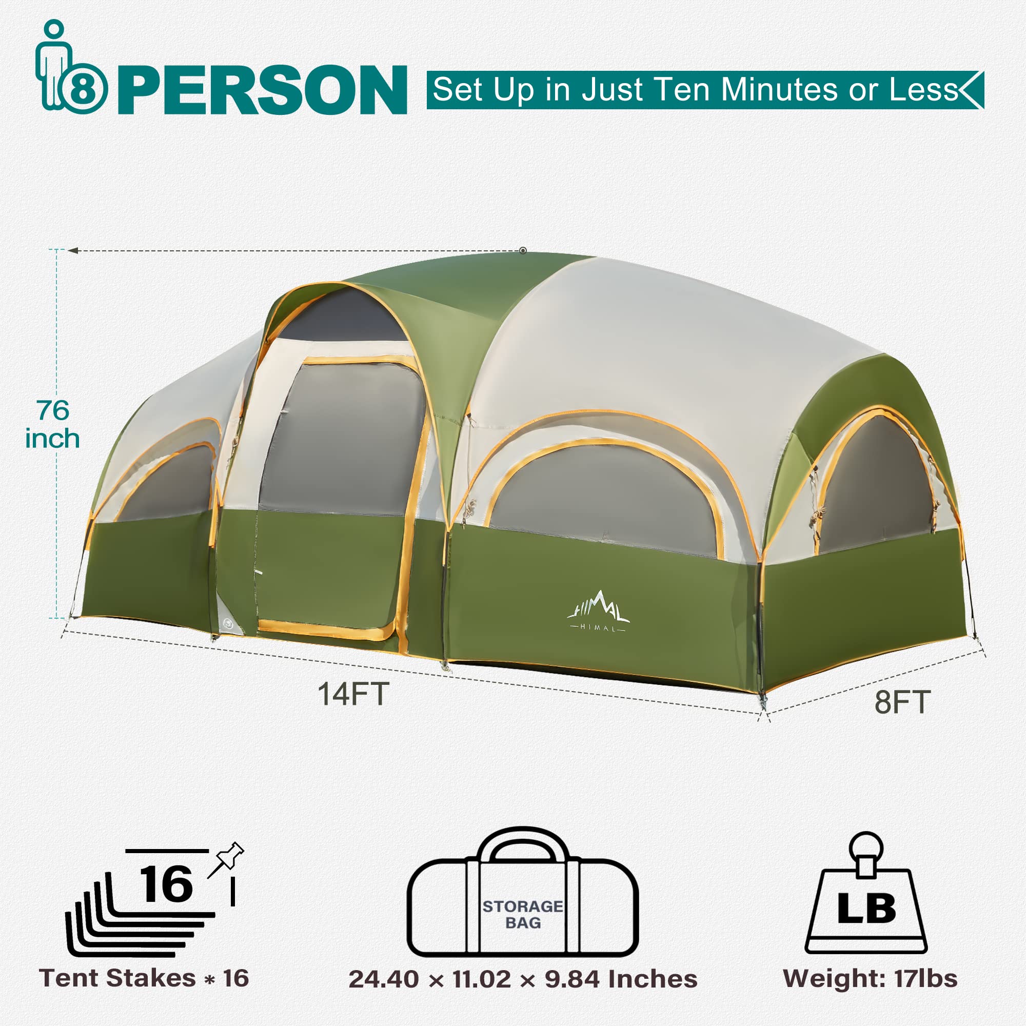 GoHimal tent shows mesh doors and windows for breathable comfort.