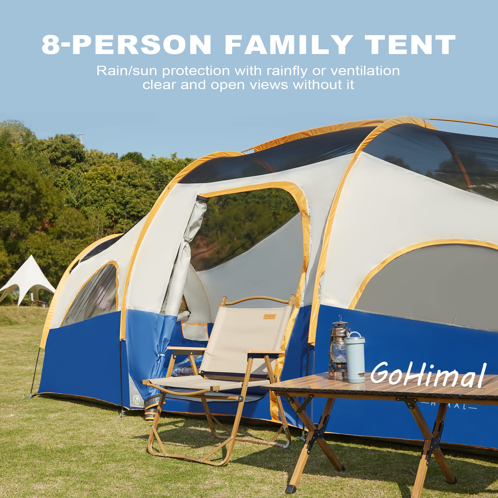 GoHimal tent features mesh doors and windows promoting breathable airflow.