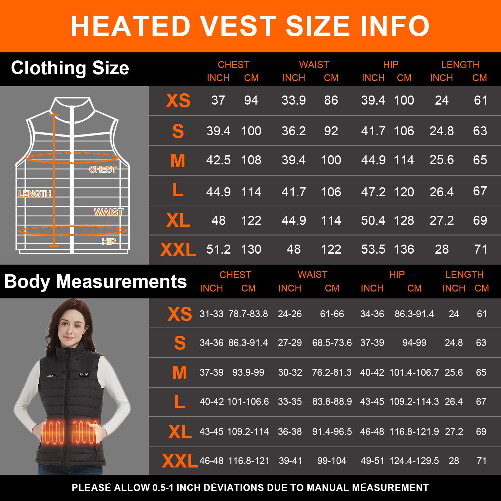 Gokozy heated vest care-wash illustrates machine washable fabric for easy maintenance.