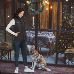 Gokozy heated vest back view highlights back heating zone for chilly outdoor activity.
