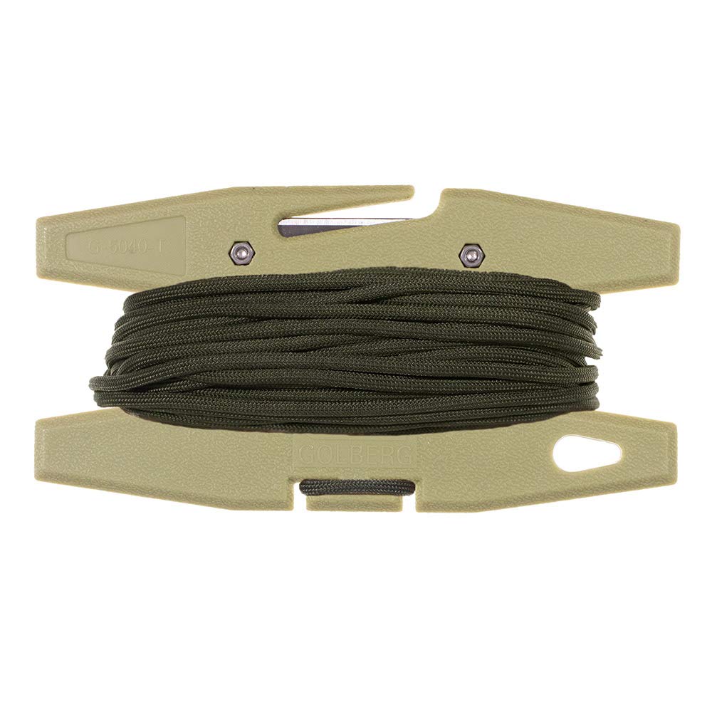 Golberg G 550 Mil-Spec paracord in camo green, 50 ft, ready for outdoor use