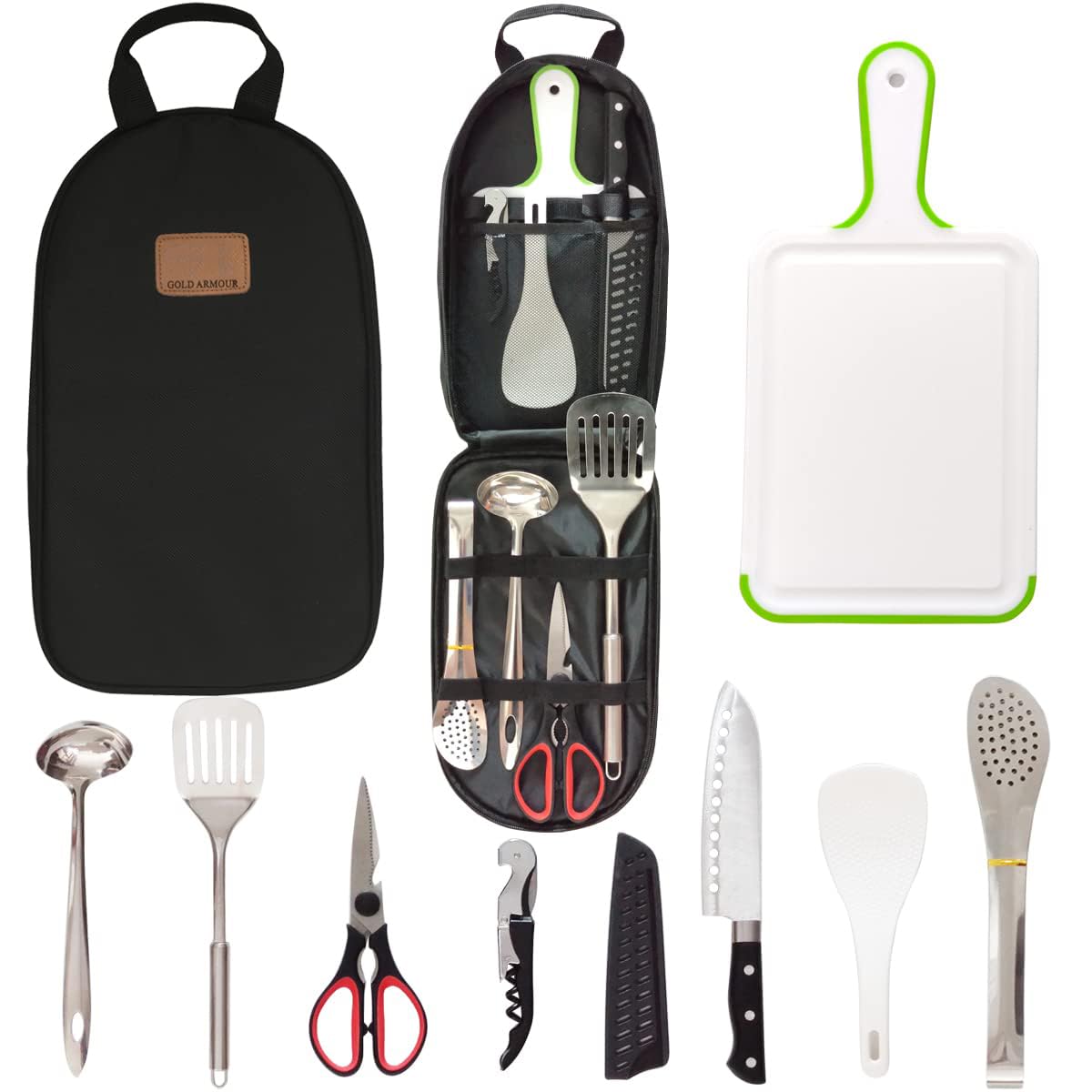 Gold Armour camp kitchen utensil organizer compact keeps tools tidy while traveling