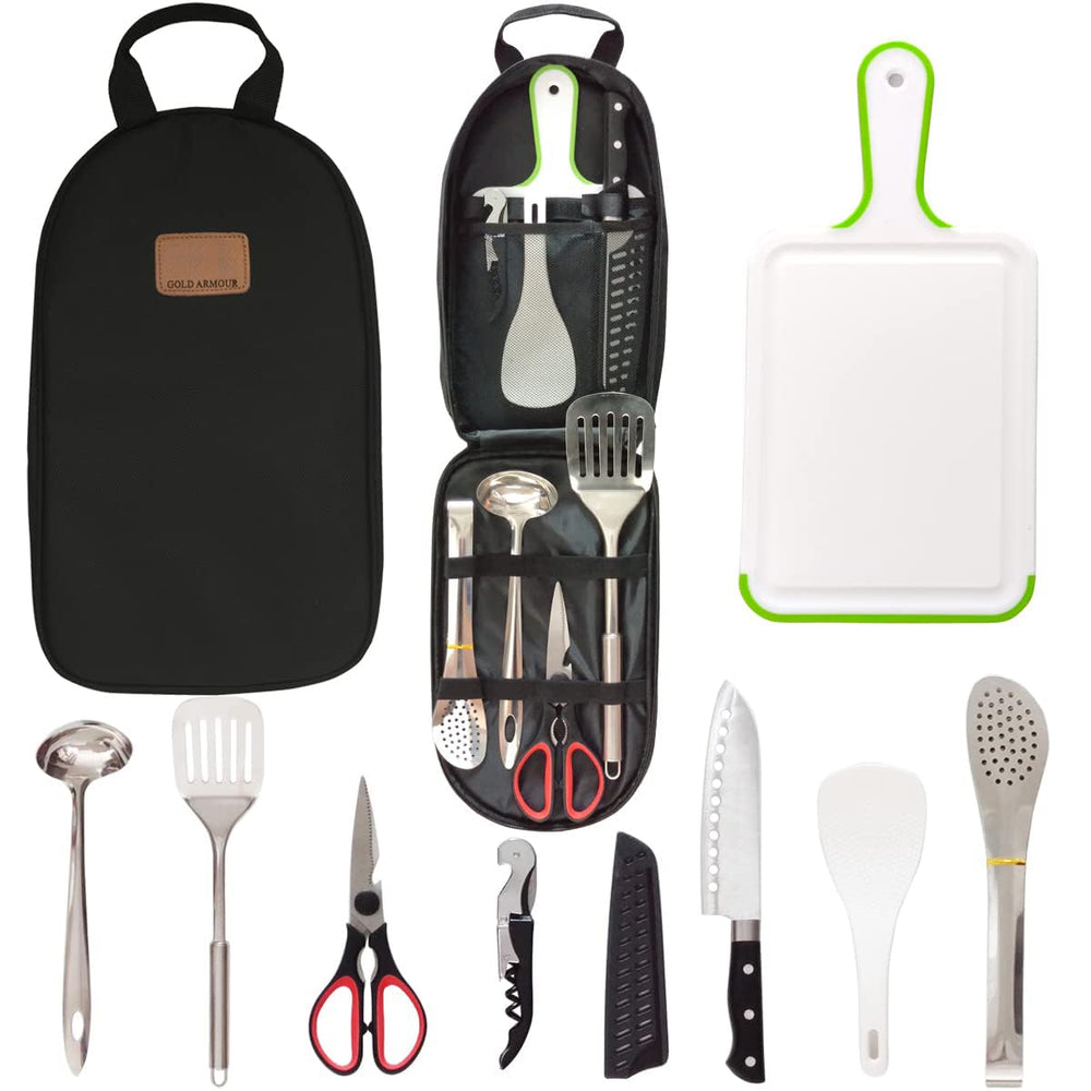 Gold Armour camp kitchen utensil organizer compact keeps tools tidy while traveling