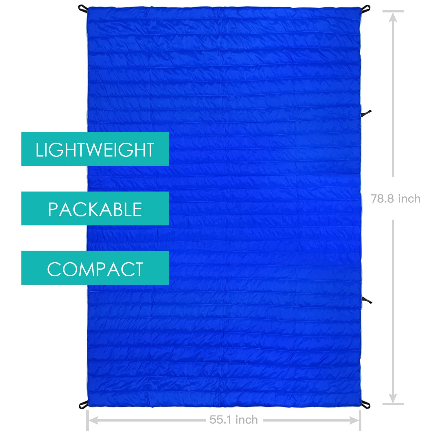 Gold Armour camping blanket blue in travel sack, ultra-light and space-saving.