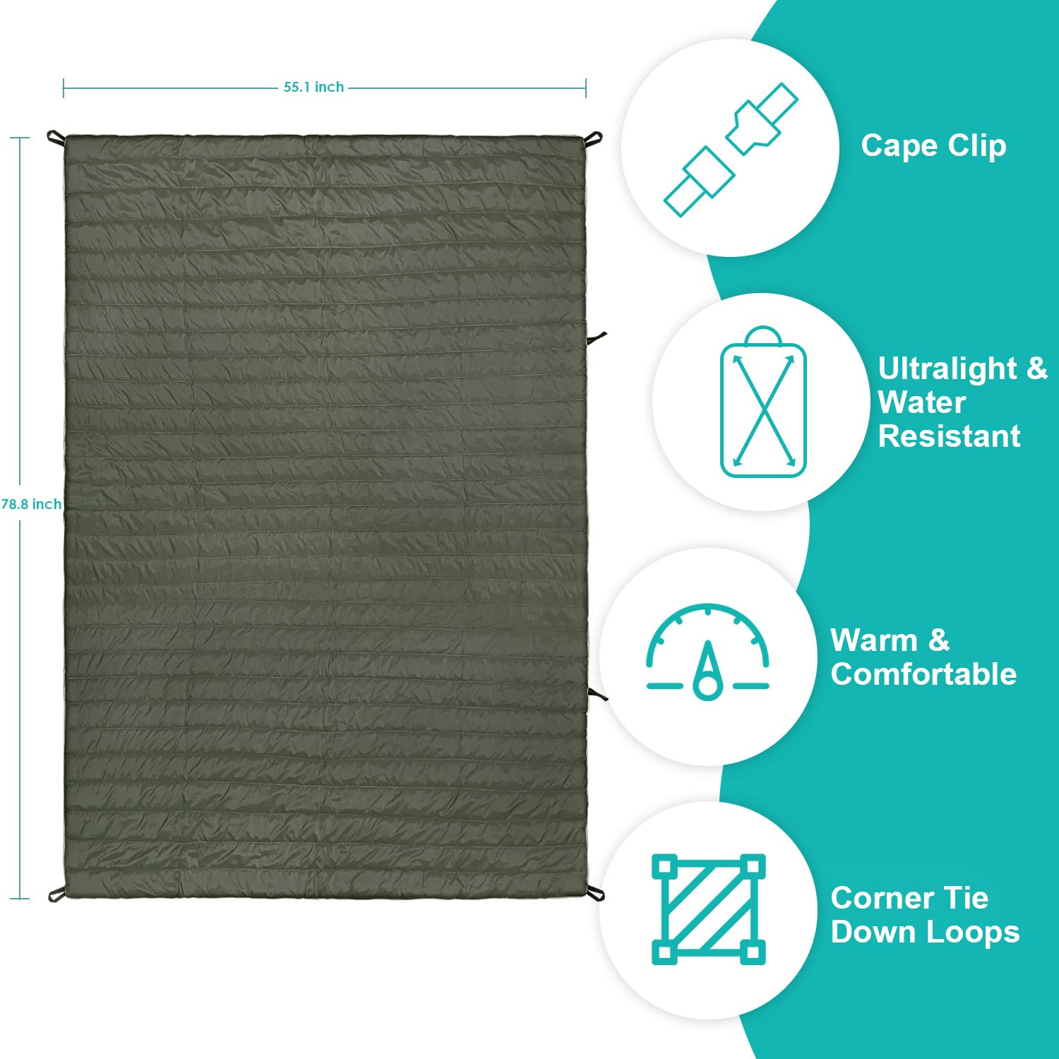 Gold Armour olive green blanket in its sack for lightweight outdoor portability.