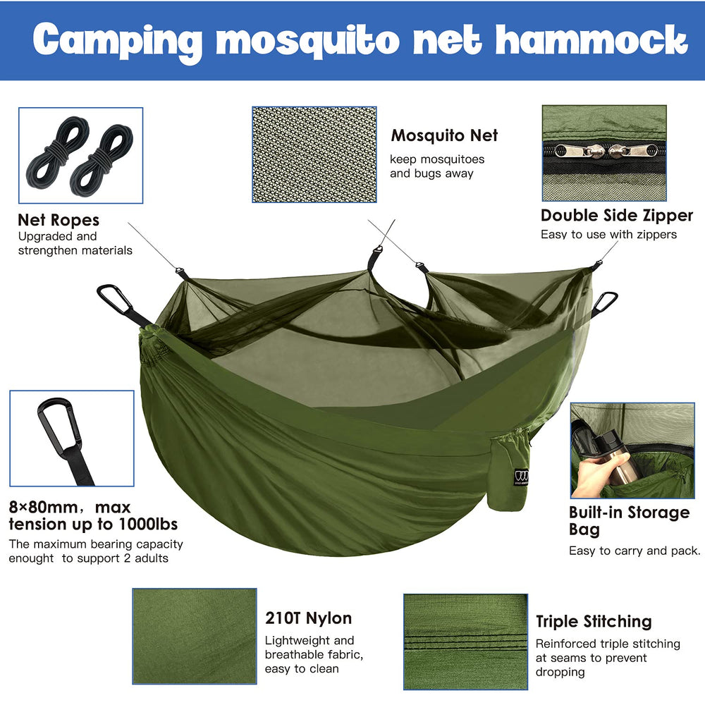 Gold Armour Camping Hammock with bug net shields insects during camping.