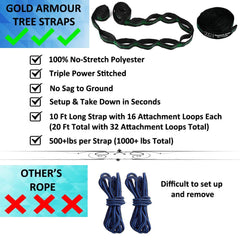 Gold Armour camping hammock-easy-assembly promotes quick setup in minutes.