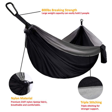 Gold Armour camping hammock strap-system provides stable, quick setup outdoors.