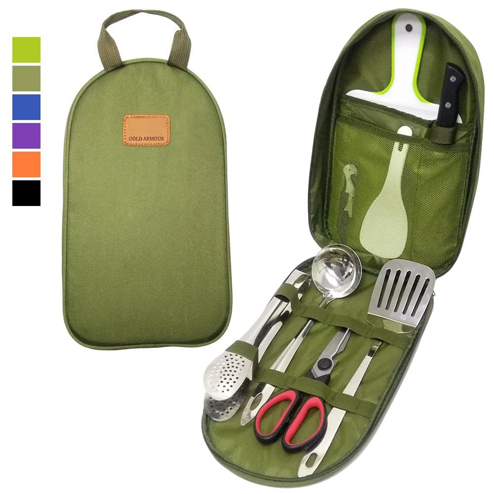 Gold Armour durable woven cotton shell protects utensils from elements.