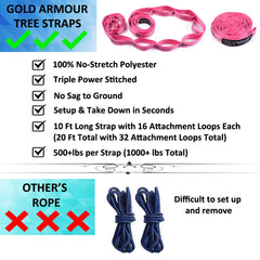 Gold Armour premium parachute nylon highlights soft feel and durability for camping or backyard.