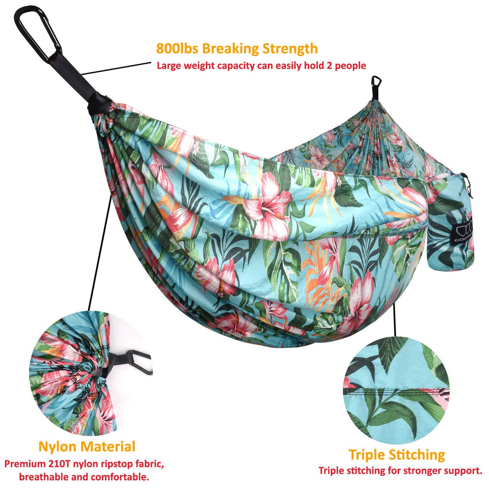 Gold Armour hammock tree straps highlight secure, tree-friendly setup