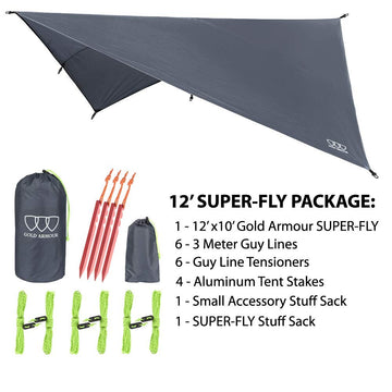 Gold Armour Rainfly Tarp 33 tie-down loops for secure multi-point anchoring