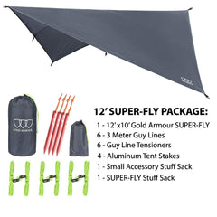 Gold Armour Rainfly Tarp 33 tie-down loops for secure multi-point anchoring