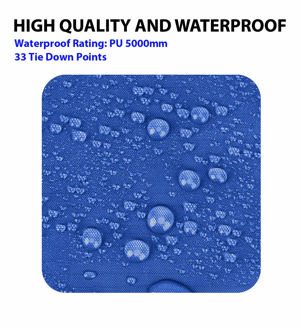 Gold Armour Rainfly Tarp with 33 tie-down loops enables stable anchoring.