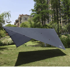 Gold Armour rainfly tarp showing 33 tie-down loops for stable anchoring