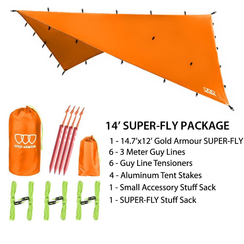 Gold Armour Rain Fly Tarp 5000mm rating used in wet conditions.