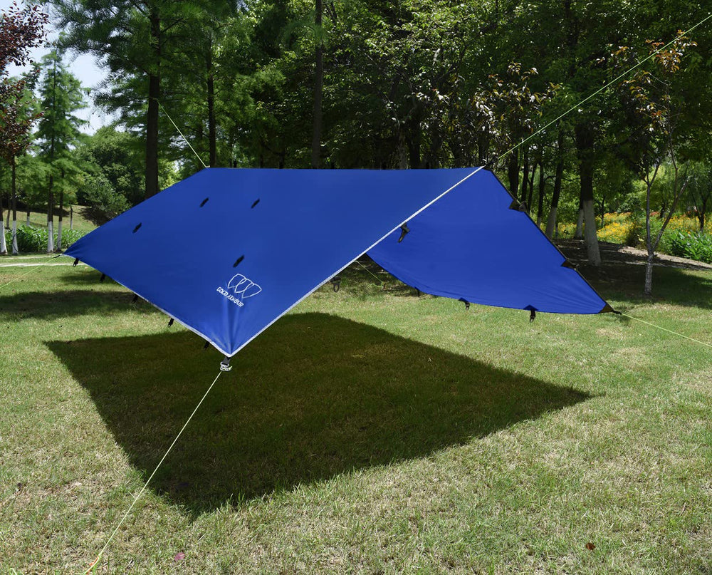 Gold Armour rainfly tarp compact design fits backpacking trips.