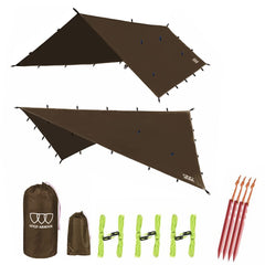 Gold Armour Rainfly Tarp Hammock shows quick shelter setup for staying dry in inclement weather.