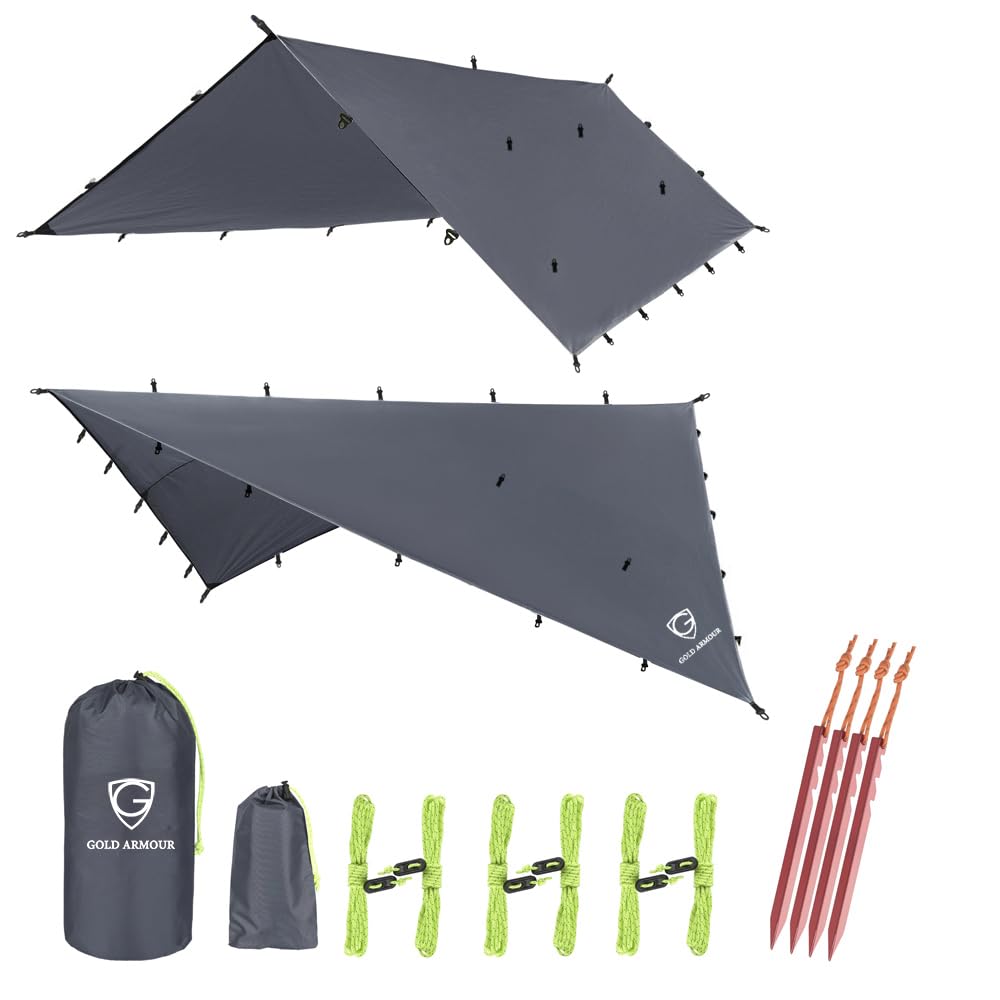 Gold Armour rainfly tarp hammock gray cover delivers reliable weather protection for camping.