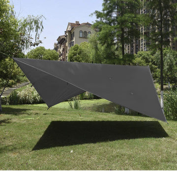 Gold Armour rainfly tarp hammock with 33 tie-down loops enables versatile anchoring.